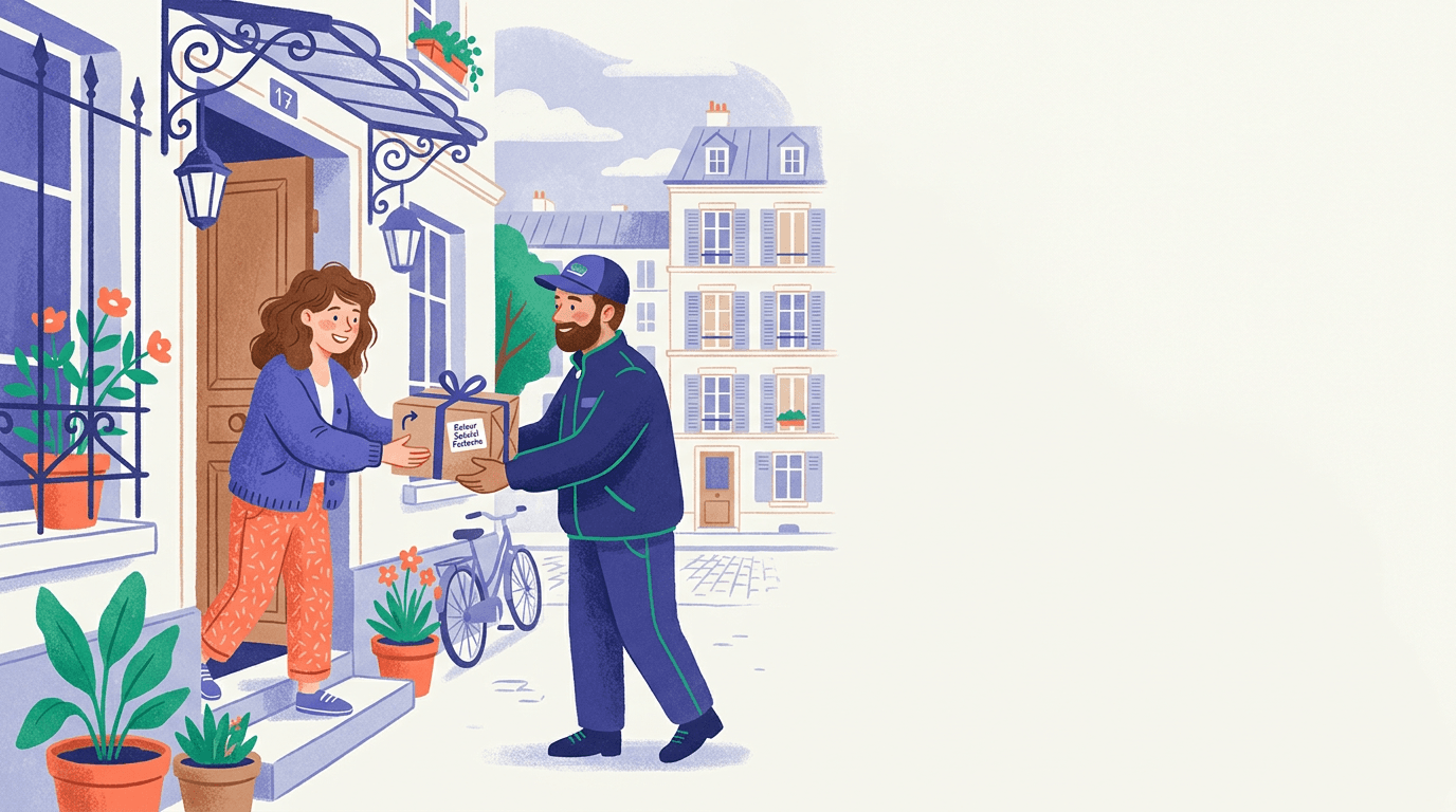Une cliente reçoit son colis d'échange à sa porte, sans friction, avec Fastoche.